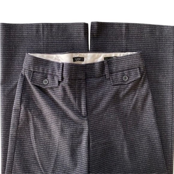 Loft Houndstooth High Waist Straight Wide Leg Trousers Soft Stretchy Academy - Picture 7 of 14